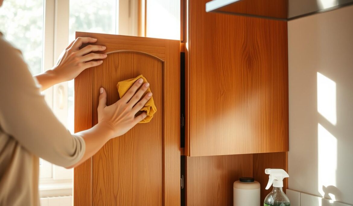 how to clean wood cabinet doors