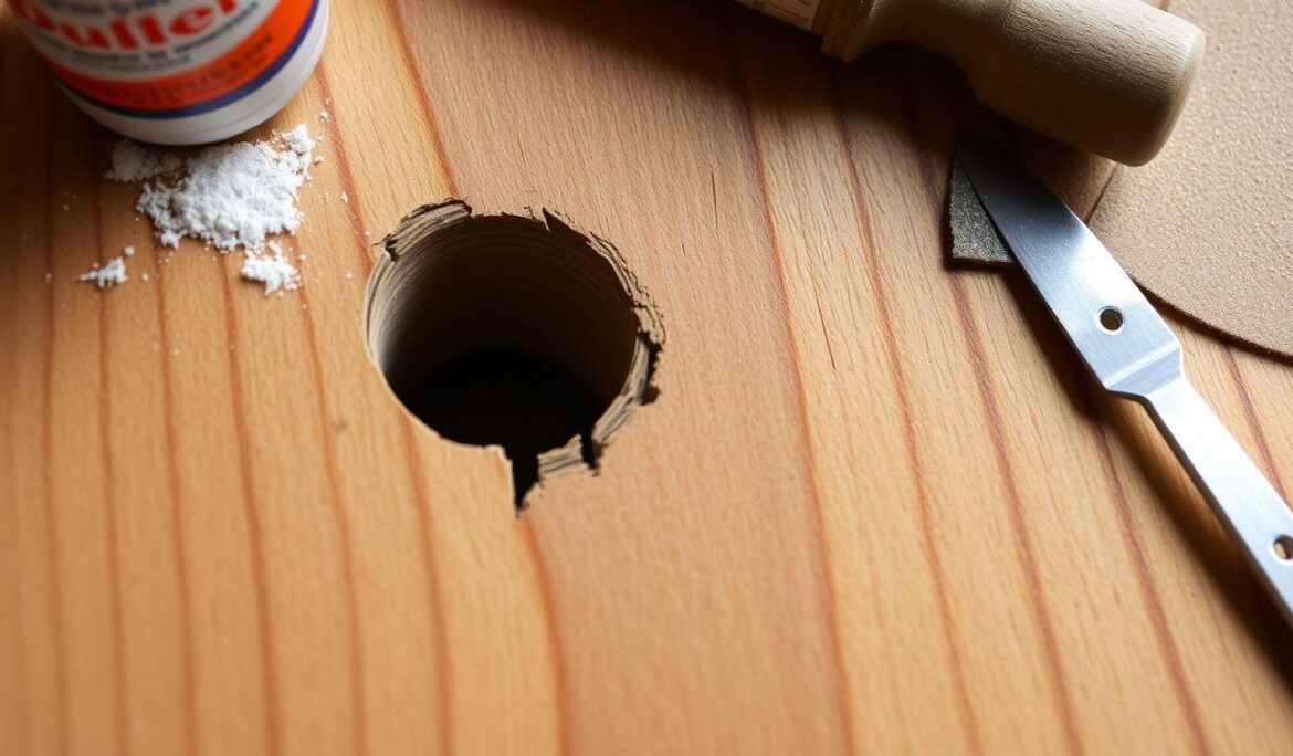 how to fix a hole in a hollow wood door