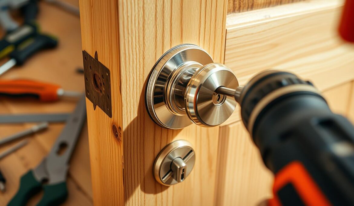 how to install a deadbolt on a wood door