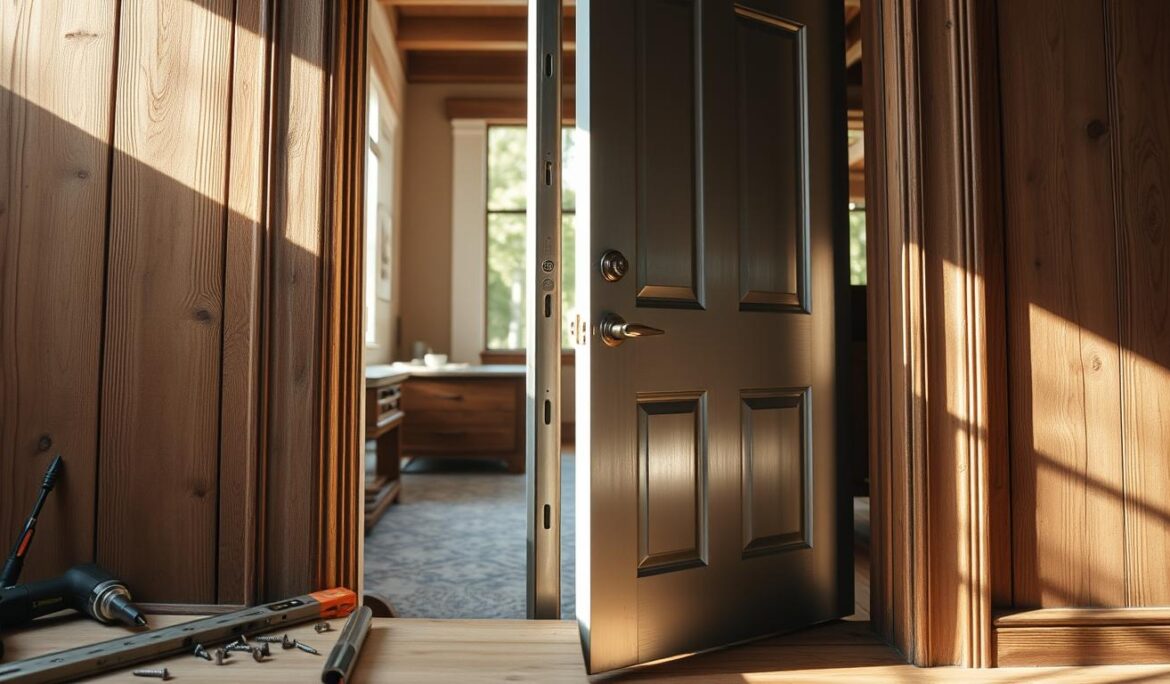 how to install steel door in wood frame