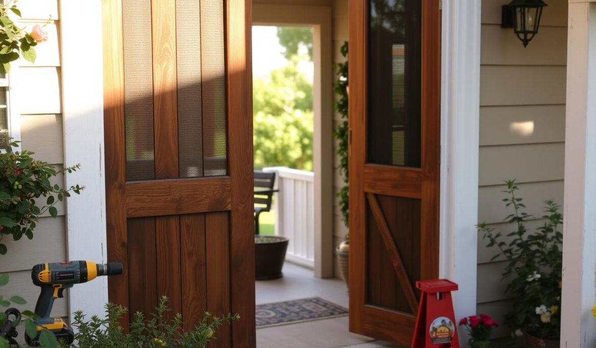 how to install wood screen door