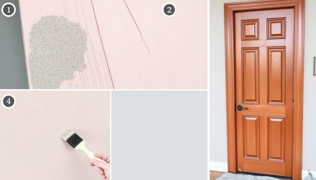 wooden door painting steps